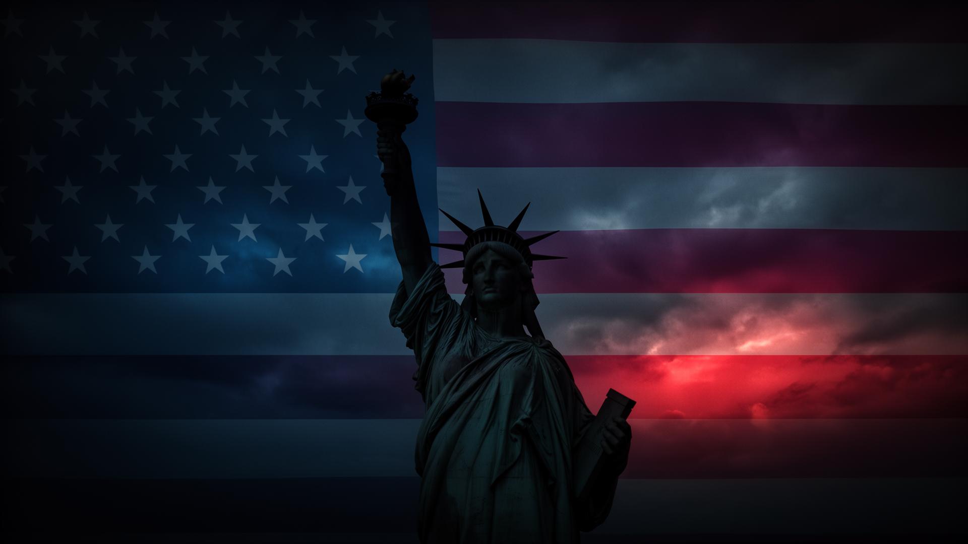 Bandeira americana balançando ao vento